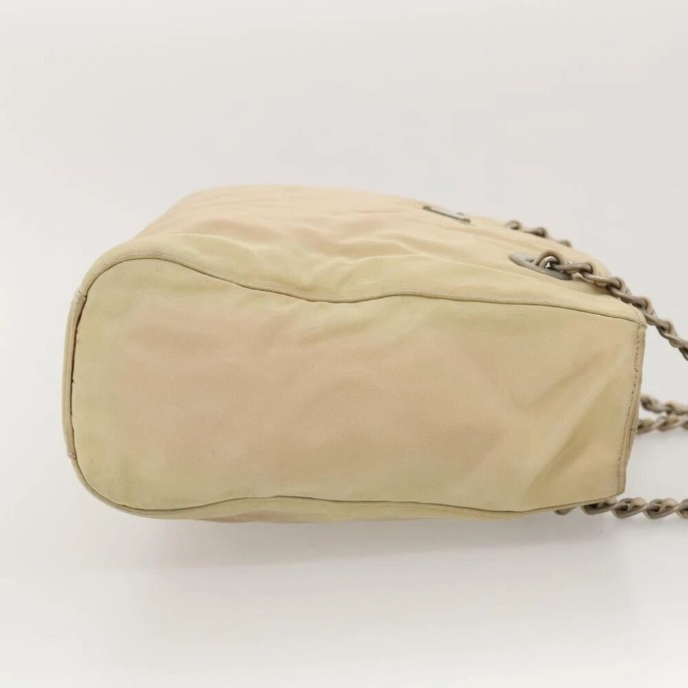PRADA Chain Shoulder Bag Nylon Beige Auth BD1635 - Picture 4 of 14